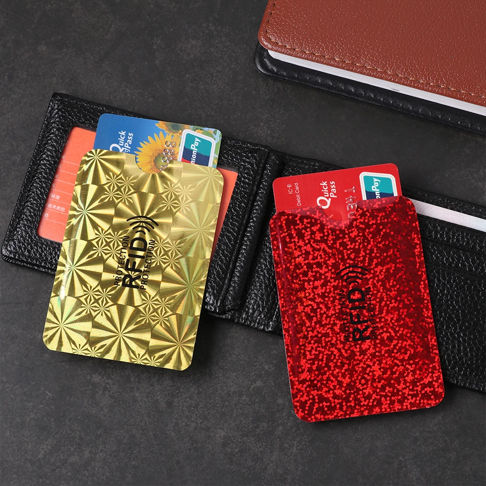 

5PCs ID Card Protection Blocking Reader Aluminum Foil Anti-degaussing Bank Card Set RFID Shielding Bag NFC Anti-theft Case Brush