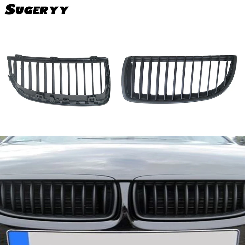 

SUGERYY 1 Pair Car Style Matte Kidney Car Front Auto Car Racing Grille for BMW E90 E91 3 Series Black Kidney Grills 05- 08 M3