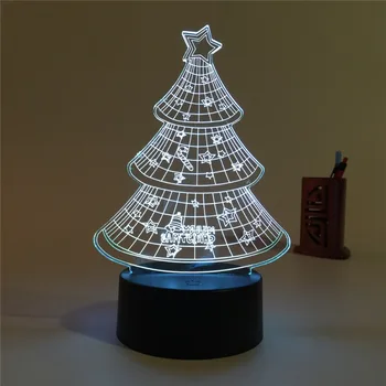 

Christmas Tree 3D illusion Visual Night Light 7 Colors Change LED Desk Lamp Bedroom Home Decor Christmas Gift