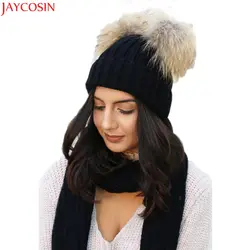 Jaycosin женщины хвост beanie Мода Утепленная одежда зима Шапки вязаный шерстяной шляпа подшивать женский t531