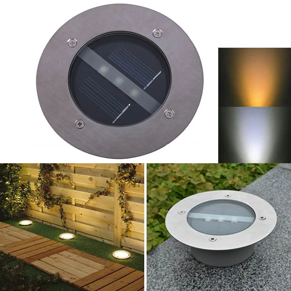 

3 LED Solar Powered Garden Pathway Lighting Bulb Outdoor Underground Waterproof Lawn Lamp 2V 100mA Solar Panel