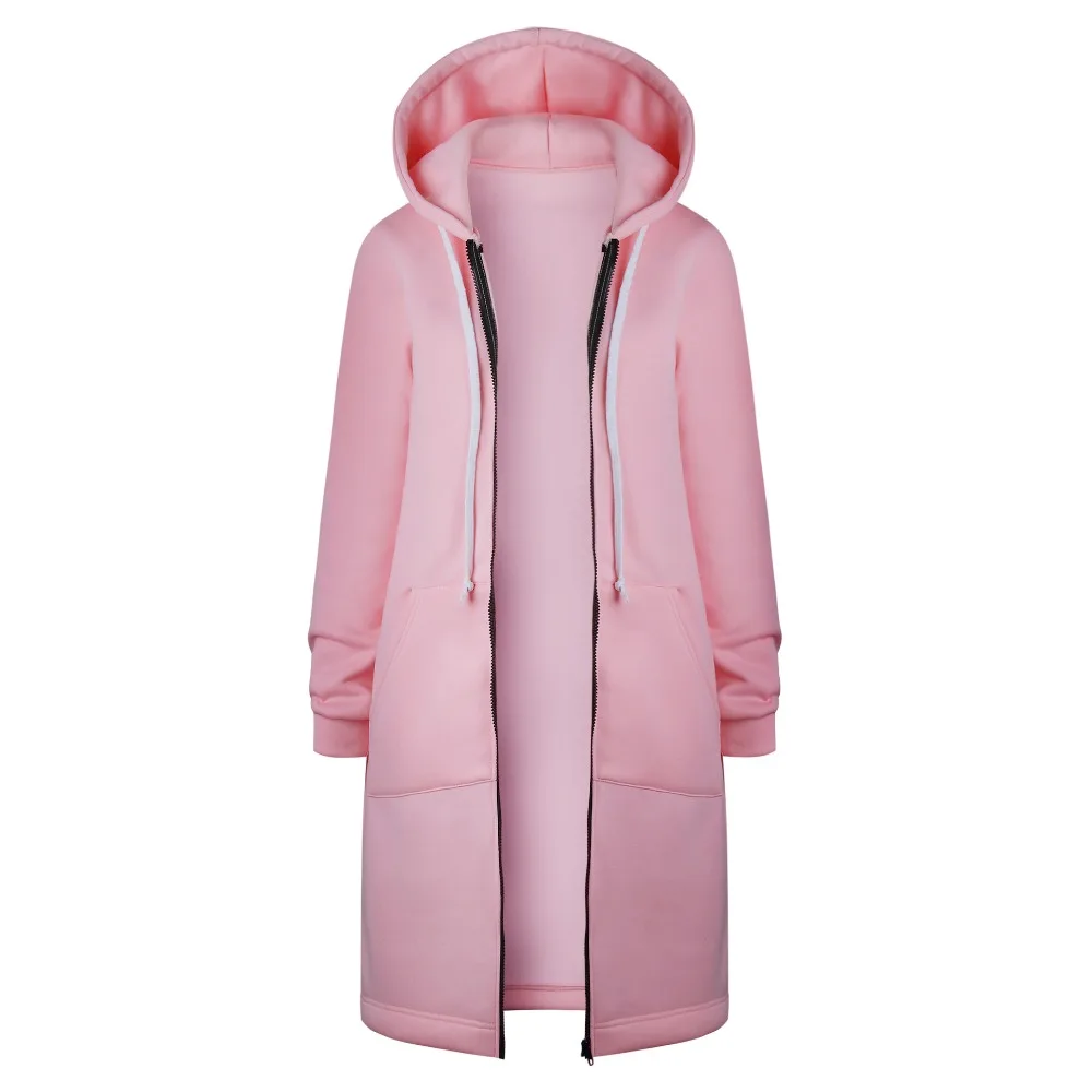 Plus size hooded jacket women Pockets long fur female coat long cardigan fashion black causal women Sweatshirt outwear NLD1227 13