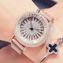 Креативные вращения женские часы с бриллиантами Женские золотые часы браслет из нержавеющей стали хрустальные женские часы relogio feminino