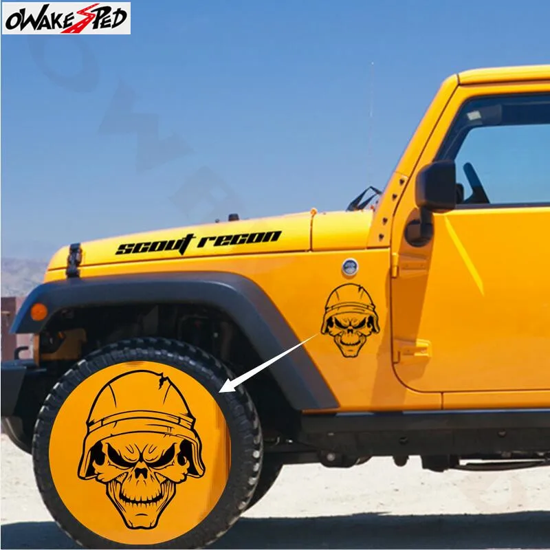 

4 Pcs Soldier Skull Styling Decal Car Hood Fender Decor Sticker Automobile Body Accessories Vinyl Stickers For Jeep Wrangler