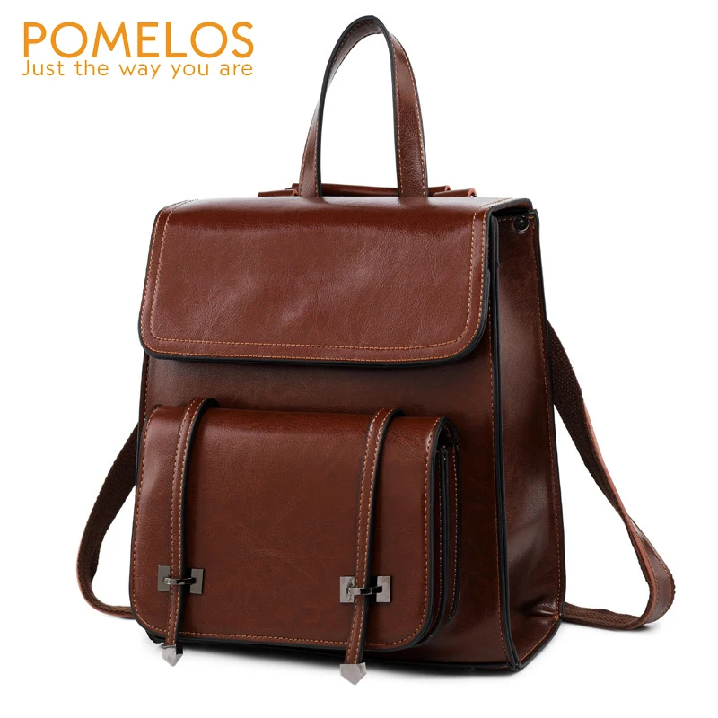 

POMELOS Urban Fashion Backpack For Girls 2018 New Arrival Women Backpack Genuine Leather Luxury Brand Functional Backpack Female