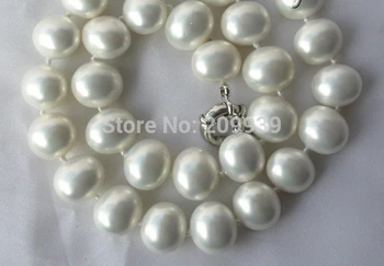 

AA 004156 stunning big 15mm baroque white south sea shell pearl necklace