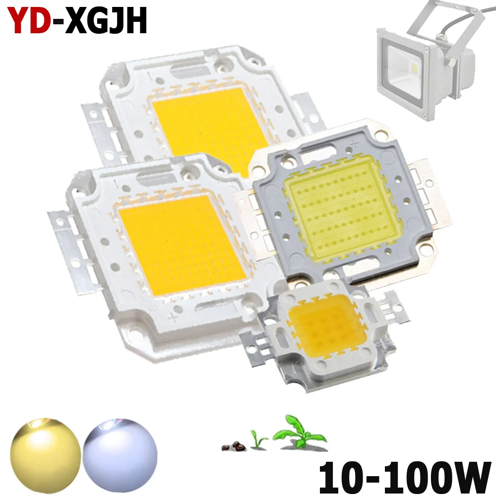 10 Вт 20 Вт 30 Вт 50 Вт 100 Вт светодиодный COB высокой Мощность светодиодный чип теплый белый/чисто белый, красный, зеленый, синий светильник для DIY 10W 20W 30W 50W 100W Светодиодный прожектор светильник Точечный светильник