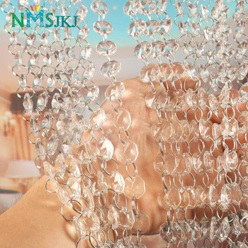 

Garland Diamond K9 Crystal Octagonal Beads Curtain Bead Pendant Lighting for Pendant DIY Home Decoration 5m 14mm