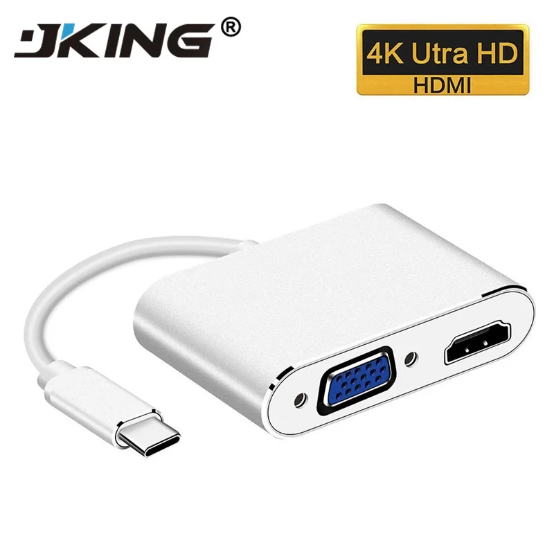 JKING Тип usb C в HDMI адаптер VGA мужчин и женщин Тип-C преобразователь Аудио-видео кабель