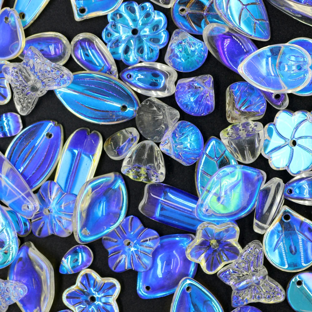 

ZHUBI 30pcs Glass Drop/Leave Petal Flower Heart Beads Clear AB Smooth For DIY Making Charms Earings/Neckalce Jewelry Wholesale