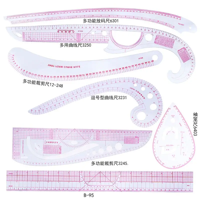 7 шт./компл. пошив по индивидуальному заказу французской кривой линейки рисунок линии измерения Костюмы лоскутное поделки своими руками