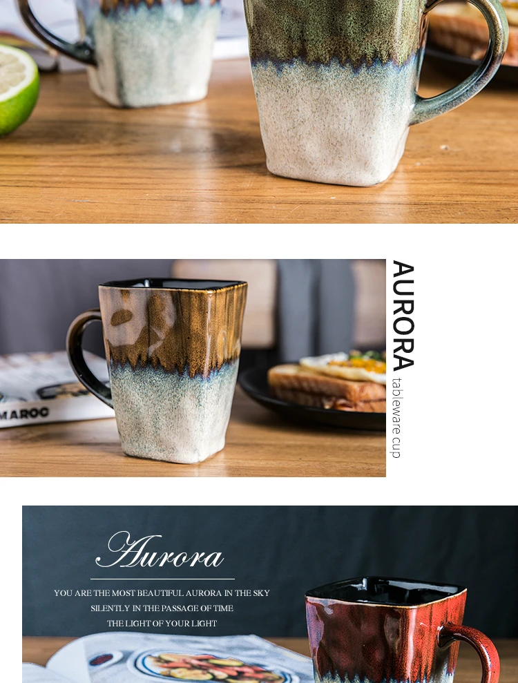 Художественная креативная Ретро квадратная глазурь, керамический хороший светильник, кружка для кофе, чай, Caneca, Офисная Питьевая чашка Copo, термо чашка для чая, пивная кружка