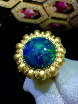 

Opal Ring Fine Jewelry Pure 18 K Gold Jewelry 100% Natural Color Change Opal Gemstones 5.8ct Female Rings for Women Fine Ring