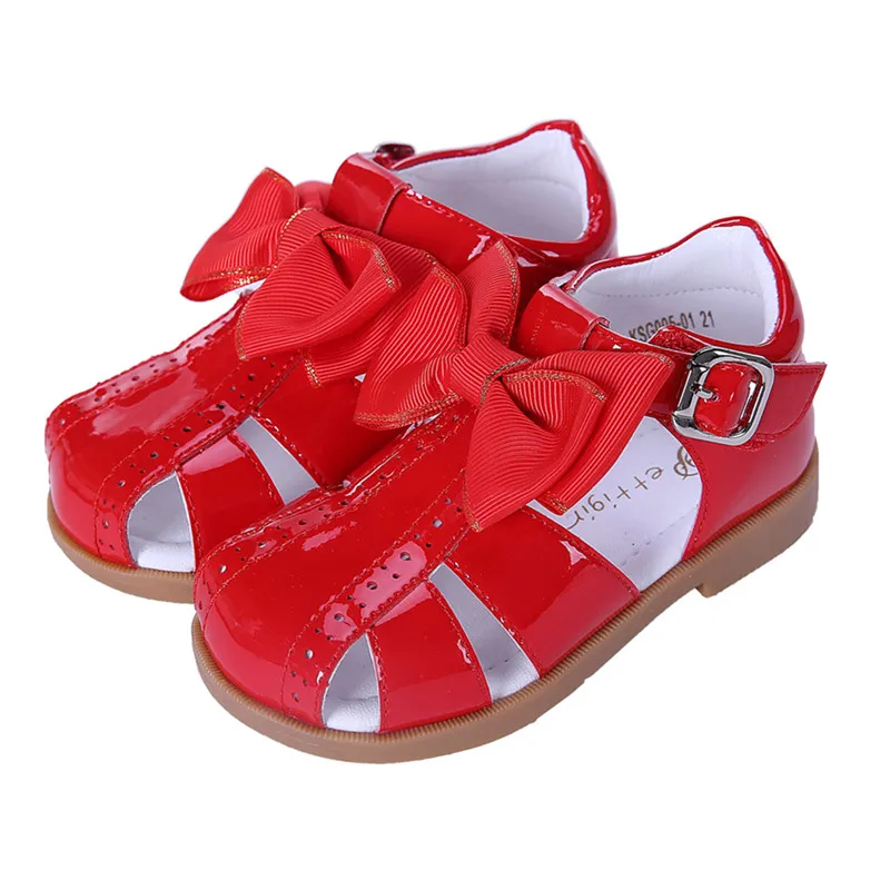 Pettigirl/; сандалии для девочек из микрофибры; детская обувь принцессы с бантом; Летняя детская обувь для девочек; размеры США(без обувной коробки - Цвет: Red