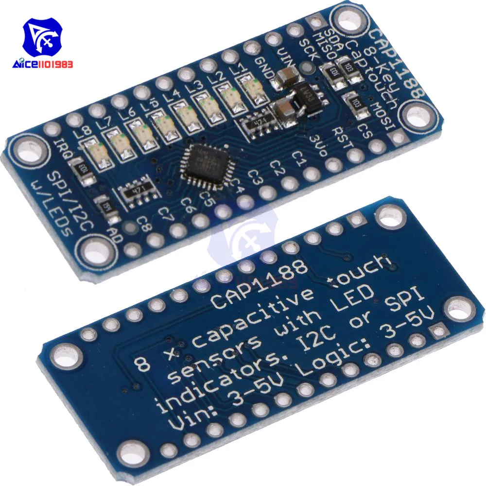 Емкостный сенсорный датчик CAP1188 с 8 кнопками Модуль разрыва SPI I2C Captouch LED для