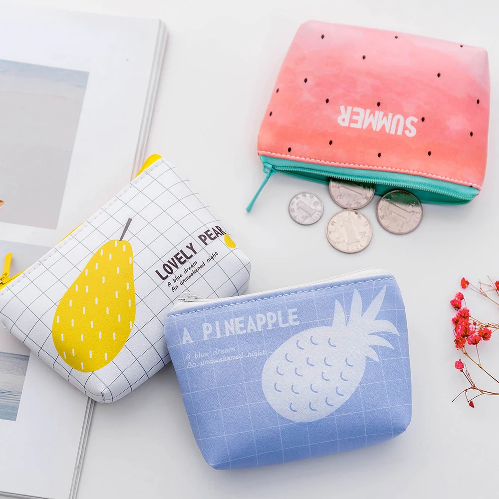 

Zipper Coin Rabbit Print Purses Bag Female Korean Style Small Watermelon Pear Pineapple Mini Wallet Change Pouch Card Holder