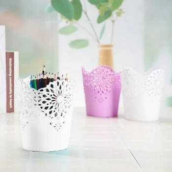 

Hollow Flower Brush Storage Pen Pencil Pot Holder Container Desk Organizer Gift