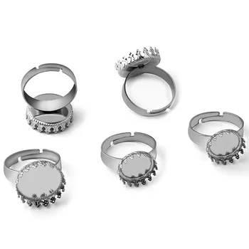 

Stainless Steel Ring Findings Blanks 12mm 15mm Round Crown Bezel Glass Resin Cabochons Base Rings Settings DIY NO Fade