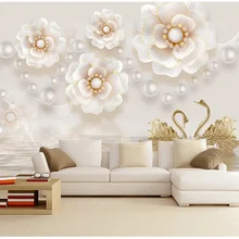 Пользовательские 3D тканевые текстильные обои для стен матовый шелк для гостиной ТВ фон фрески Европейский цветок с топ из бриллиантов