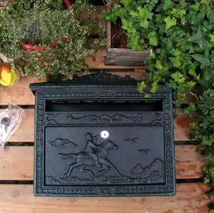 Rural Country Cast Iron Mail Box Mailbox Metal Wall Mount Antique Postbox Home Decor Vintage Garden Outdoor Supplies Free ship