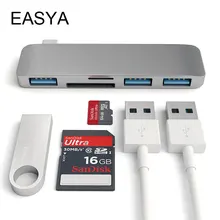 EASYA 5-в-1 Thunderbolt 3 адаптер USB C концентратор с устройство для чтения карт SD TF слот 3,0 Порты и разъёмы для MacBook Pro/Air Тип-C