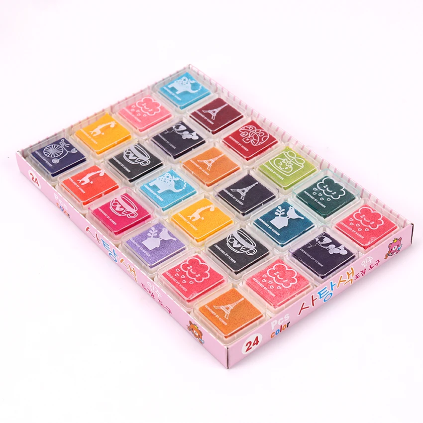 

24PCS/Set Colorful Cute Ink Pad Kids DIY Fingerprint Painting Stationery Mud Homemade Vintage Crafts Ink Pad