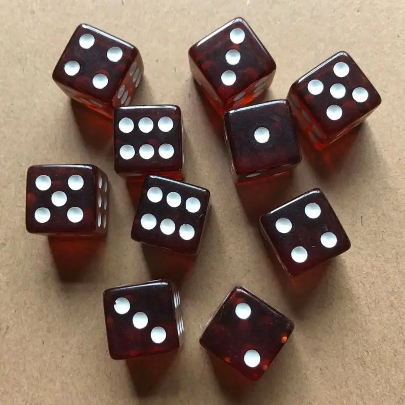 

10Pcs/Set 16mm 6-Sided D6 RPG Clear Transparent Straight Corner Dice Party Tools