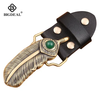 

Retail New Style High Quality 3D Feathers Belt Buckle With 9*3cm 80g Solid Brass Man Woman Belt Head Jewelry For 4cm Wideth Belt
