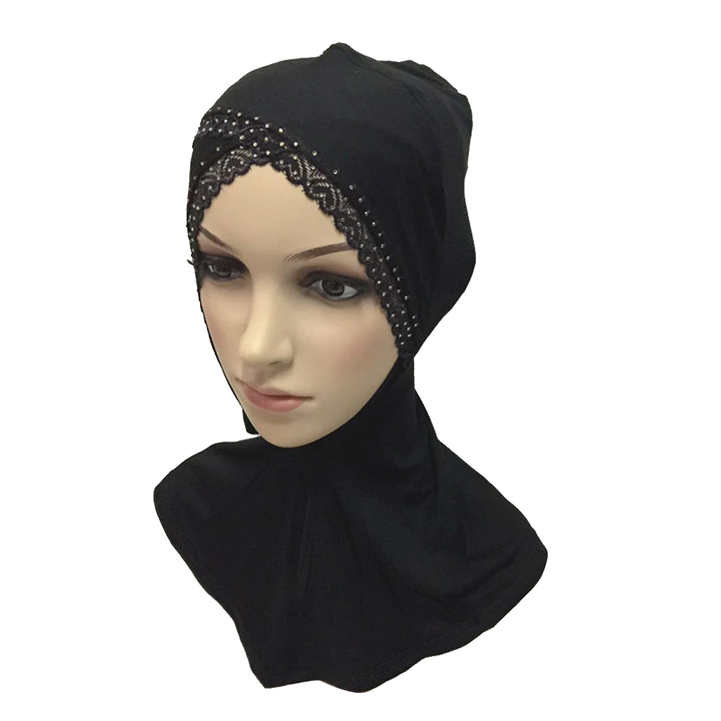 Fashion Black Modal Full Cover Wrap Muslim Hijab Caps Head Scarf Women Accessory