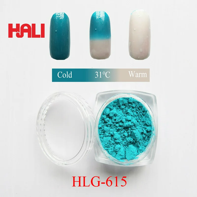

thermochromic powder,hot active pigment,heat sensitive pigment,color:malachite green,activate temperature:31C,50C,1lot=10g