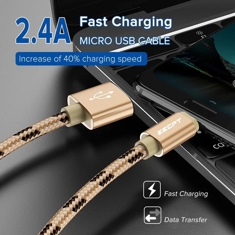 EECPT кабель Micro USB для samsung S7 S6 Xiaomi Redmi Note 5, шнур для быстрой зарядки и передачи данных, usb-кабель для зарядного устройства, кабель для мобильного телефона Microusb