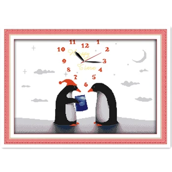

Penguin's Love DMC Cross Stitch Fabric DIY Set Chinese Counted Cross Stitch Pattern Embroidery Cross Set Home Decor Needlework