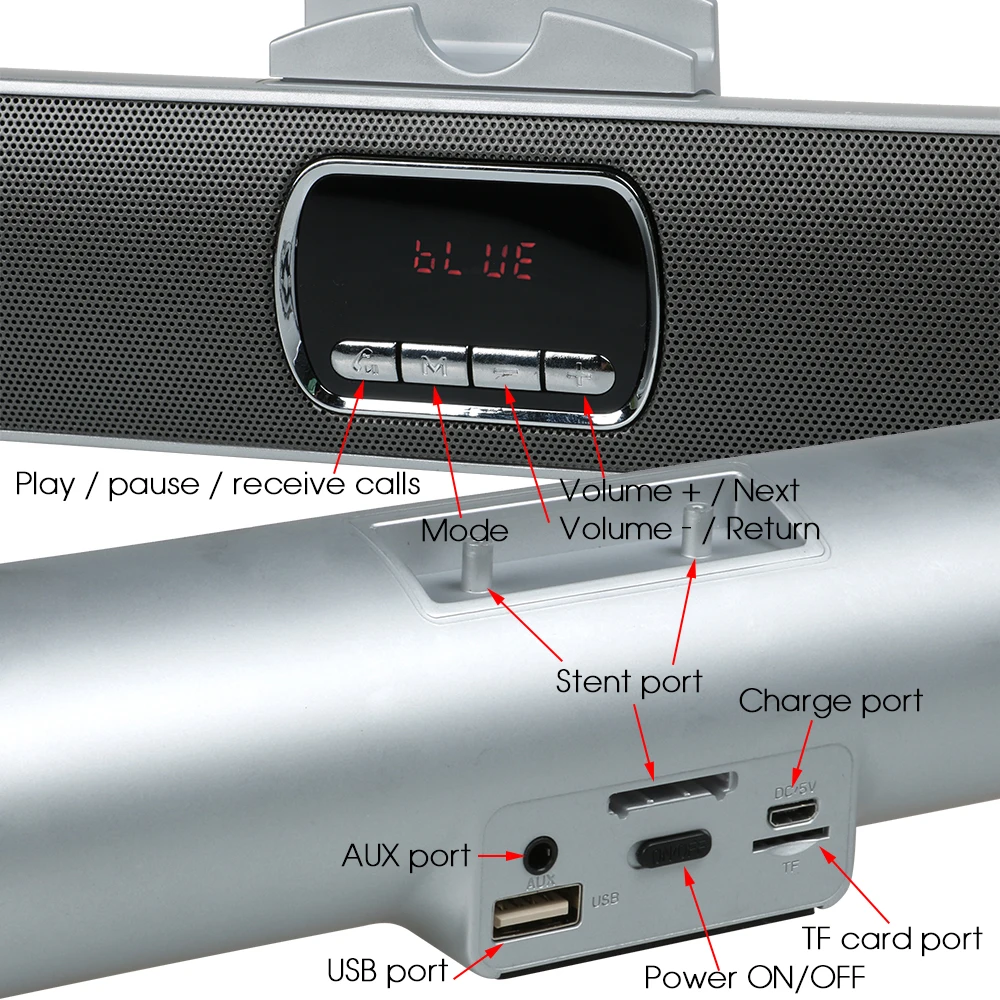 TOPROAD HIFI bluetooth колонка беспроводной приемник стереозвук TF FM USB подставка супер бас