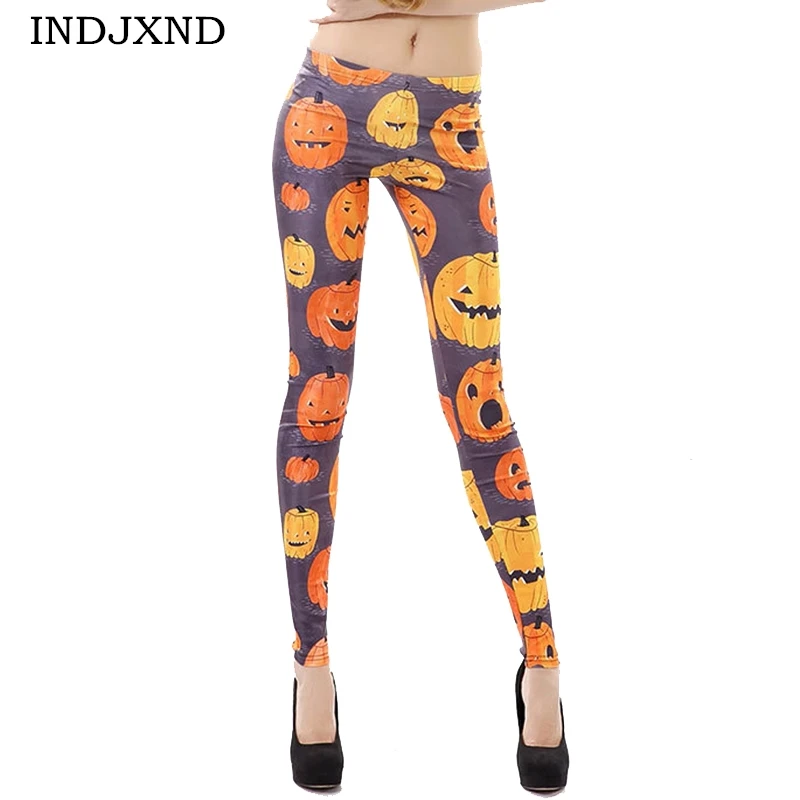 

INDJXND Pumpkin Lantern Halloween 3D Printed Leggings 2017 Women's Clothing Pencil Pants Elastic High Waist Workout Casual Pant