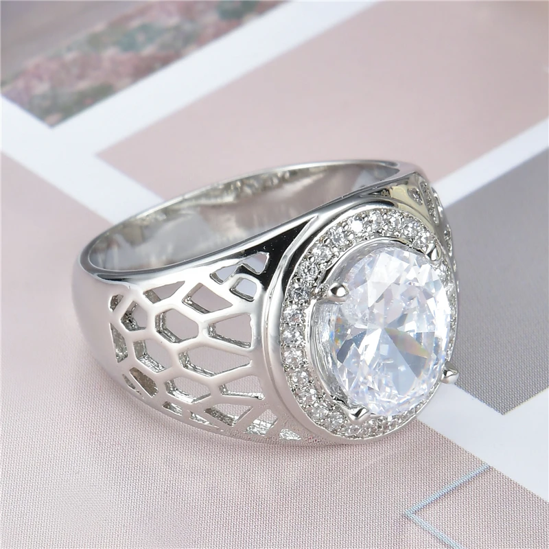 WalerV New Fashion Jewelry for Women Men Custom Rings Personalized White Zircon Mosaic 925 Silver Wedding Prom Fingers Gift 6-10