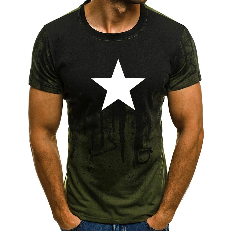 

Simple Pentagram Print Camouflage Short Sleeves T-Shirt Tops S-4XL