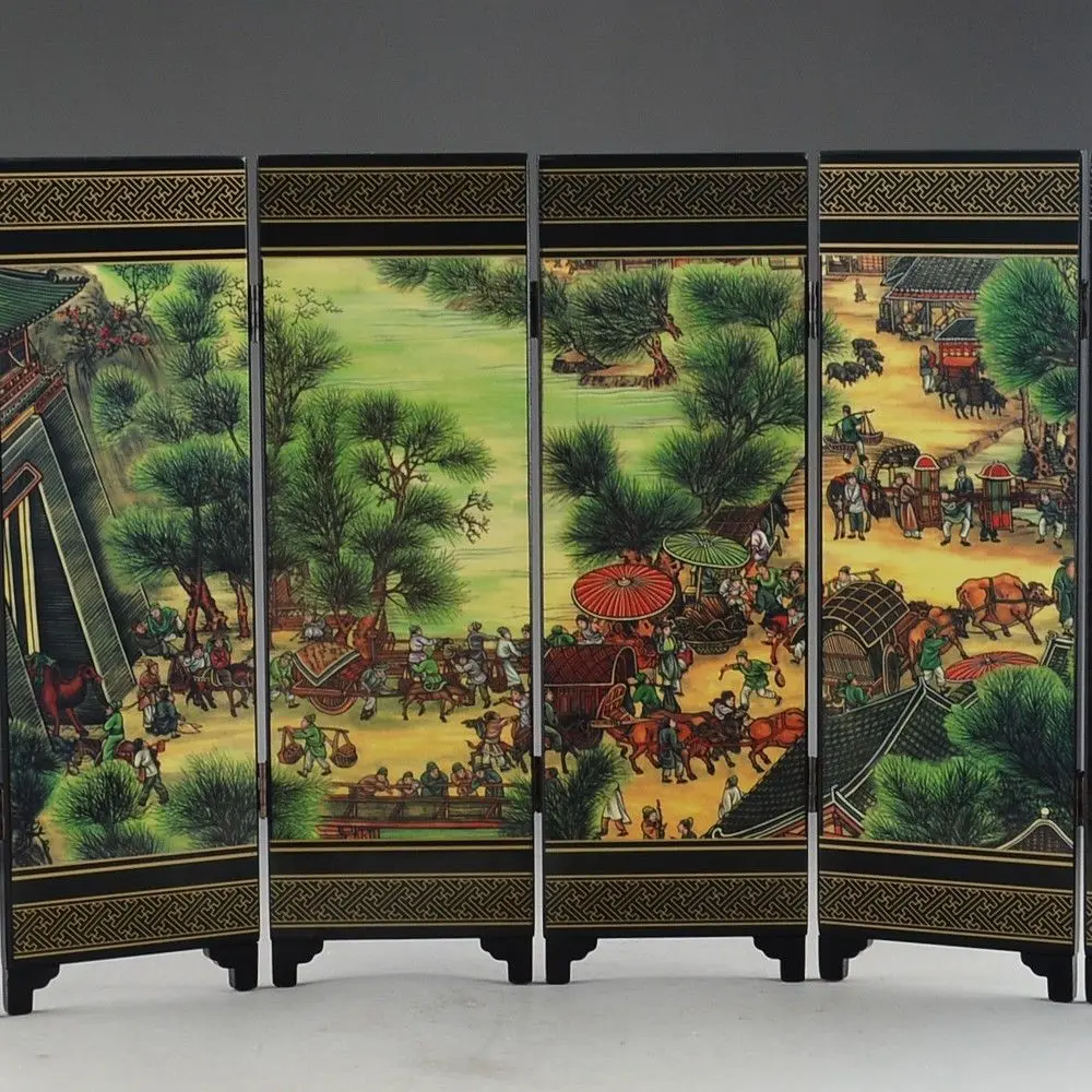 Китайские лакированные изделия ручная роспись QINGMING фестиваль домашний экран Декор превосходное
