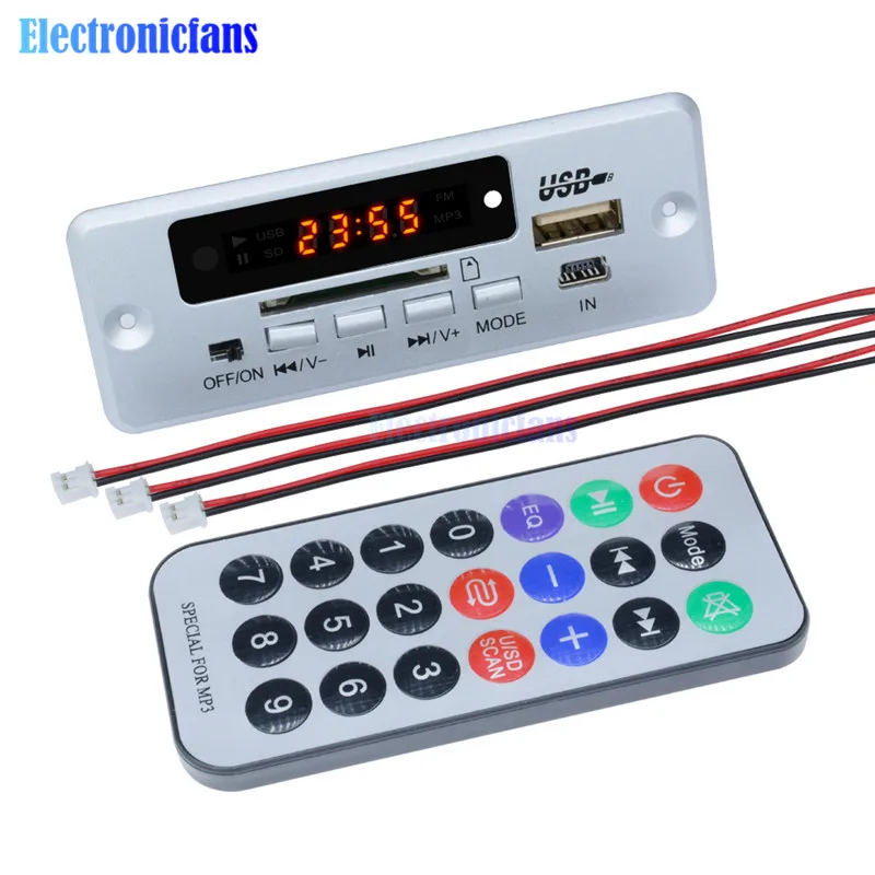 MP3 WAV Decoder Board Bluetooth Amplifier Remote Control TF Card 12V 24V 36V