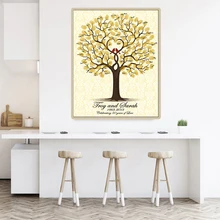 Wedding Guest Book Personalized Wedding Gifts for Guests Lovebird Fingerprint Tree Painting Party Decorations livre d’or mariage