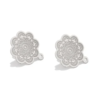 

20pcs 15mm Stainless Steel Bohemia Round Earring Posts Concentric Circles Ethnic Style Stud Earring Finding Jewelry Component