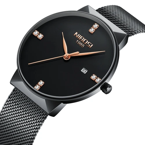 NIBOSI мужские часы женские Алмазные простые часы Лидирующий бренд Роскошные наручные часы водонепроницаемые мужские часы в деловом стиле Relogio Masculino - Цвет: E