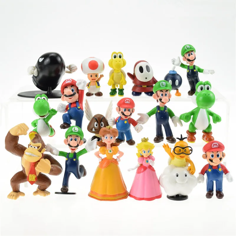 

18 pcs Super Mario Bros toys Game Periphery series Mario princess Mushroom missile PVC Model action Figure toy yoshi