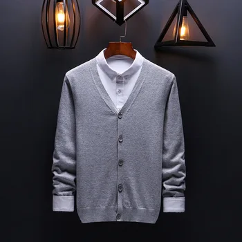 

Uwback 2018 Autumn Mens V-Neck Sweaters Single Breasted Slim Fit Cardigan 100% Cotton Thin Casual Button Knitwear M-3XL XA640