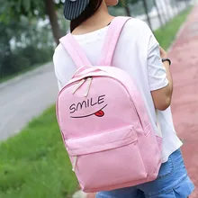 2016 New Fashion Canvas Backpack Rucksack font b Funny b font Smiling Face New Schoolbags Schoolbag