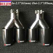 In 2.5″ Out 3.5″ Stainless Steel Akrapovic Carbon Exhaust Tip for car-styling Akrapovic exhaust tip tailpipe muffler nozzle