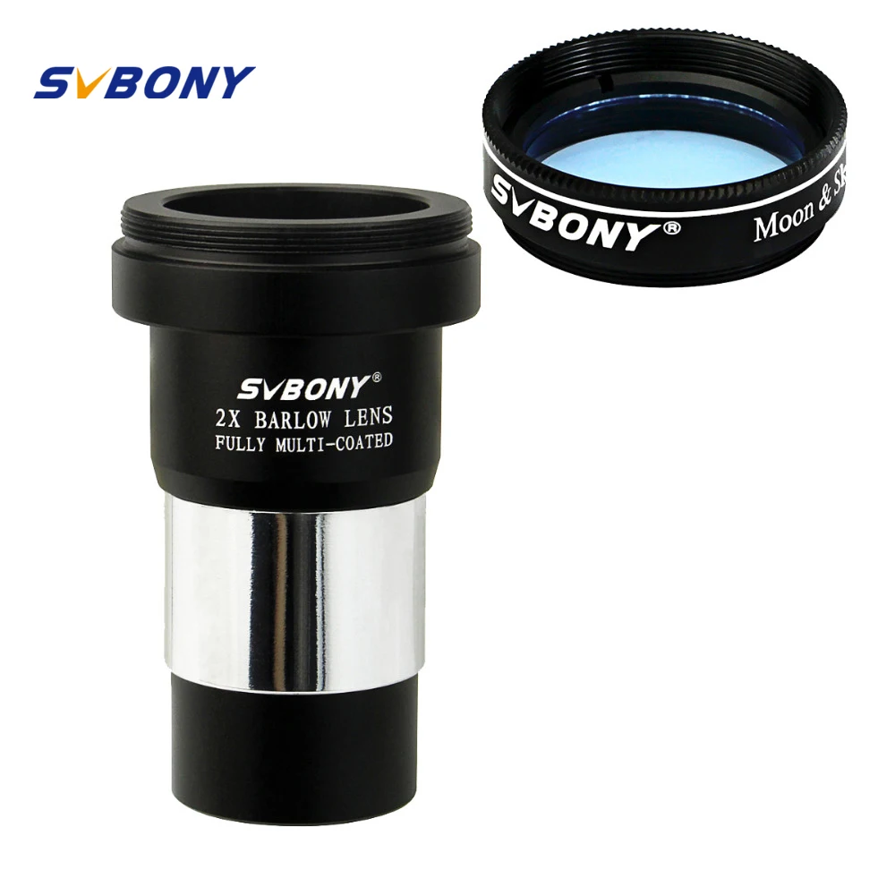 SVBONY 1.25 ''2x بارلو عدسة + القمر مرشح العدسة الفلك تلسكوب ضوء التلوث فلتر ل الرؤية الفلك 31.7 مللي متر f9114