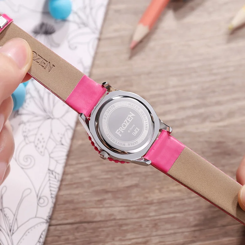 Disney Princess Series Frozen And Sofia Cuties Girl Red Pink Purple PU Band Quartz Waterproof Watch Children Kid Student Watches
