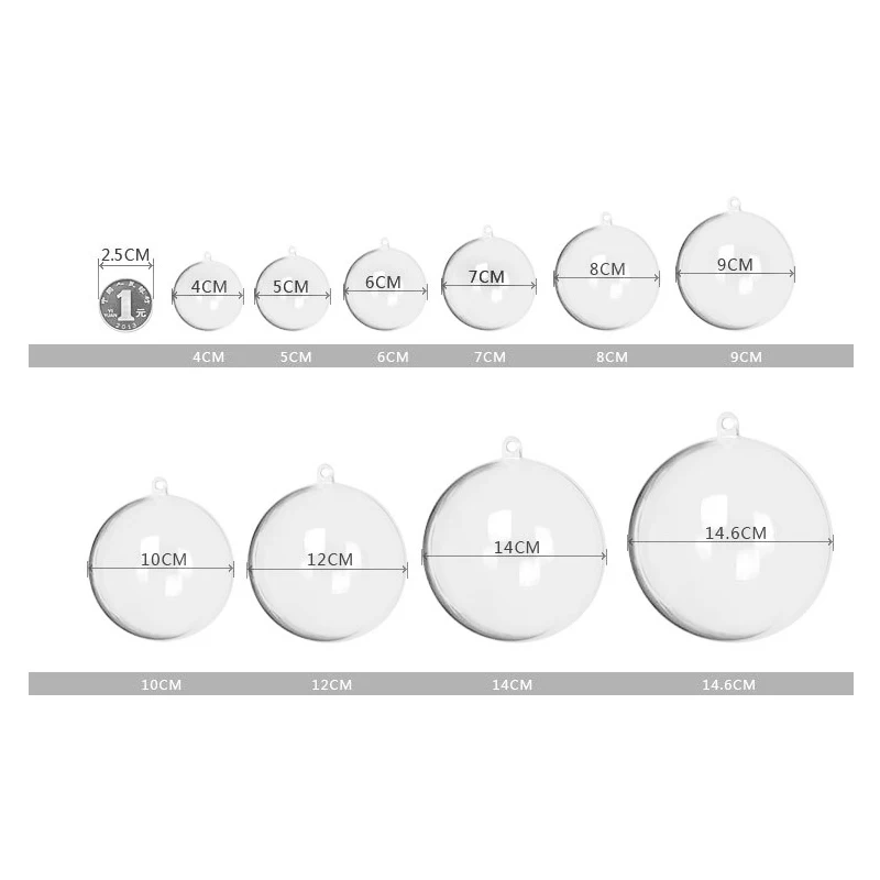 20 шт./партия, пустые Рождественские елки, висячие украшения, круглый шар, прозрачные открытые пластиковые прозрачные украшения, Детские DIY вечерние принадлежности