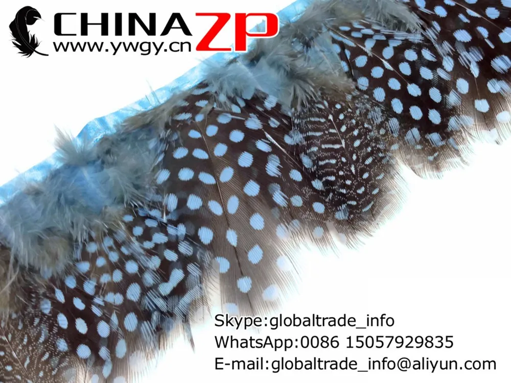 Guinea Feathers, 1 Yard - BABY BLUE Guinea Hen Plumage Feather Trim   3231   3