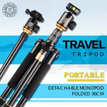 Q999S Travel 36cm Aluminum Professional Camera Tripod with Ball head Monopod Q9S Stand Kit For DSLR SLR Better Than Q111